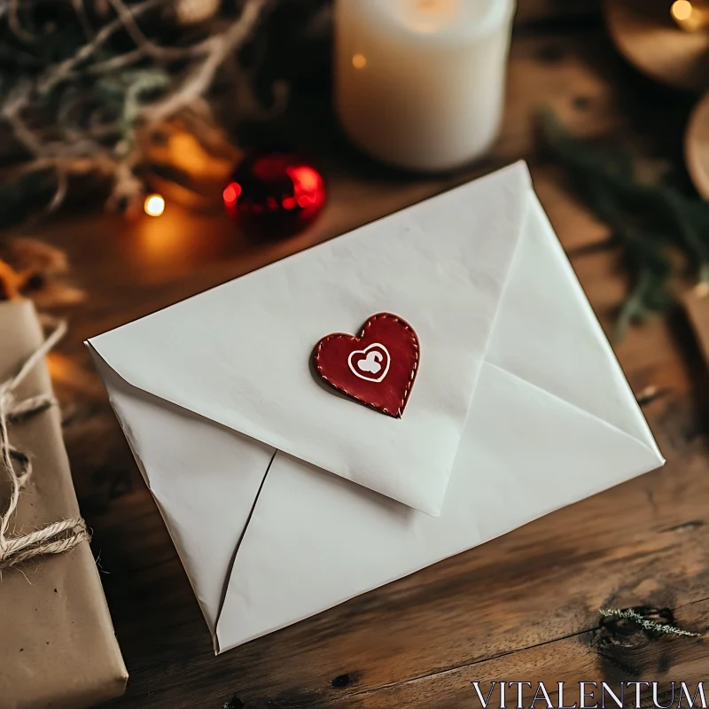 White Envelope Sealed with a Red Heart AI Image