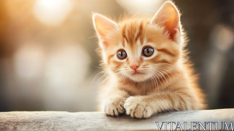 Cute Orange Kitten with Big Eyes AI Image