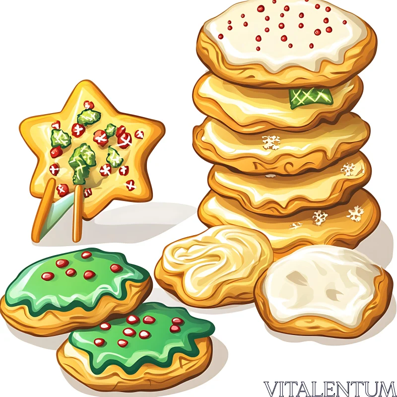 Assorted Holiday Cookies with Vibrant Decorations AI Image