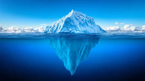 Serene Iceberg Reflection in Ocean