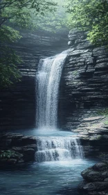 Tranquil Forest Waterfall