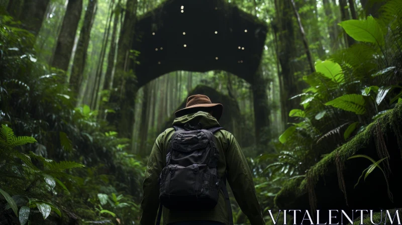 AI ART Mossy Forest with Dark Spaceship - Conceptual Installations and Japanese Minimalism