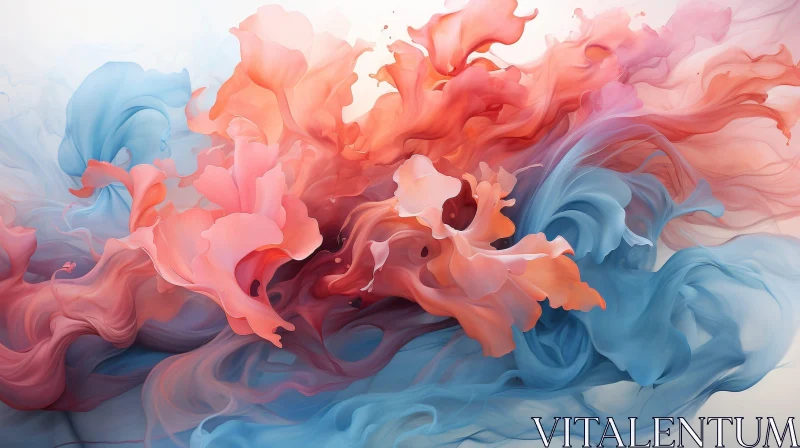 Swirling Pink and Blue Abstract Painting AI Image
