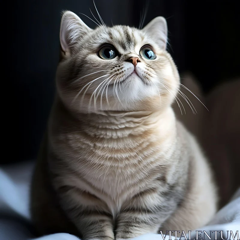 Cute Fluffy Cat Looking Up AI Image