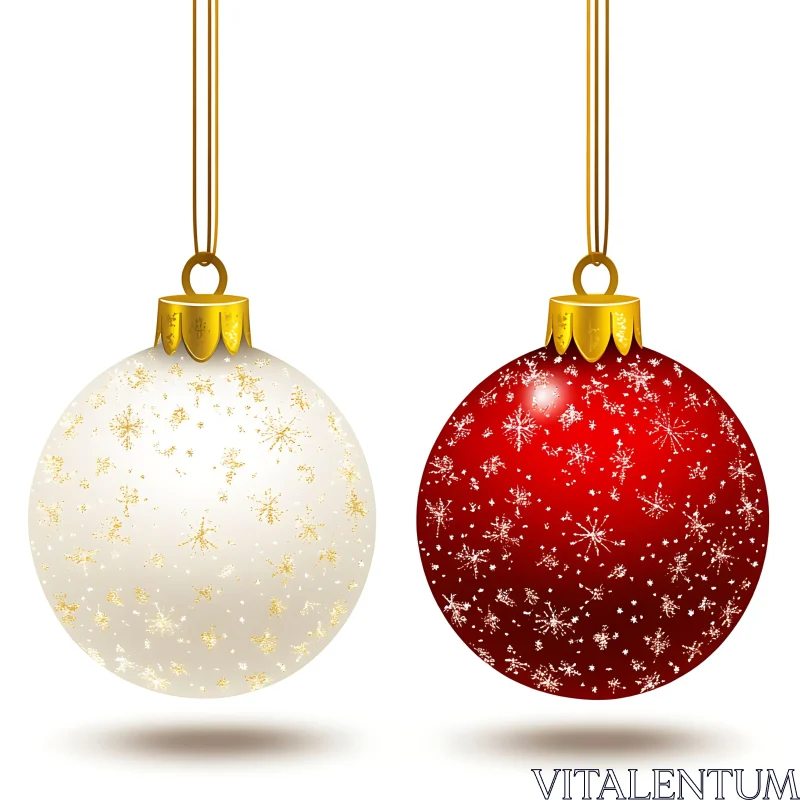 Festive Holiday Ornaments with Gold and Snowflake Designs AI Image