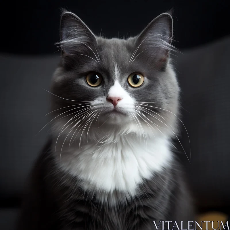 Detailed Cat Portrait with Striking Eyes AI Image