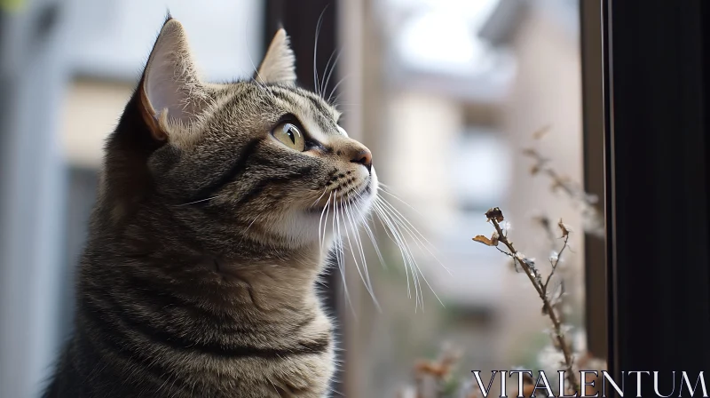 Peaceful Tabby Cat by the Window AI Image