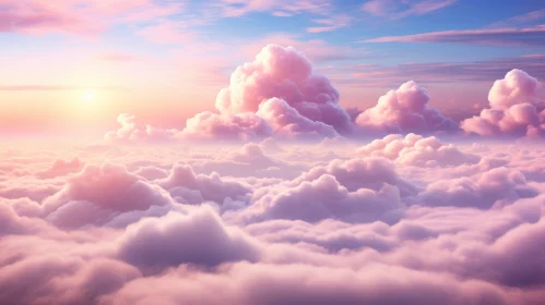 Beautiful Pastel Cloudscape Over Sunset - Aerial View