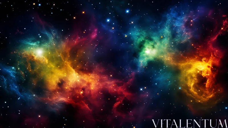 Colorful Nebulas in Space - A Spectrum of Cosmic Beauty AI Image