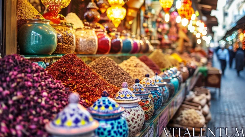 Colorful Spice Market: An Exotic Feast for the Senses AI Image