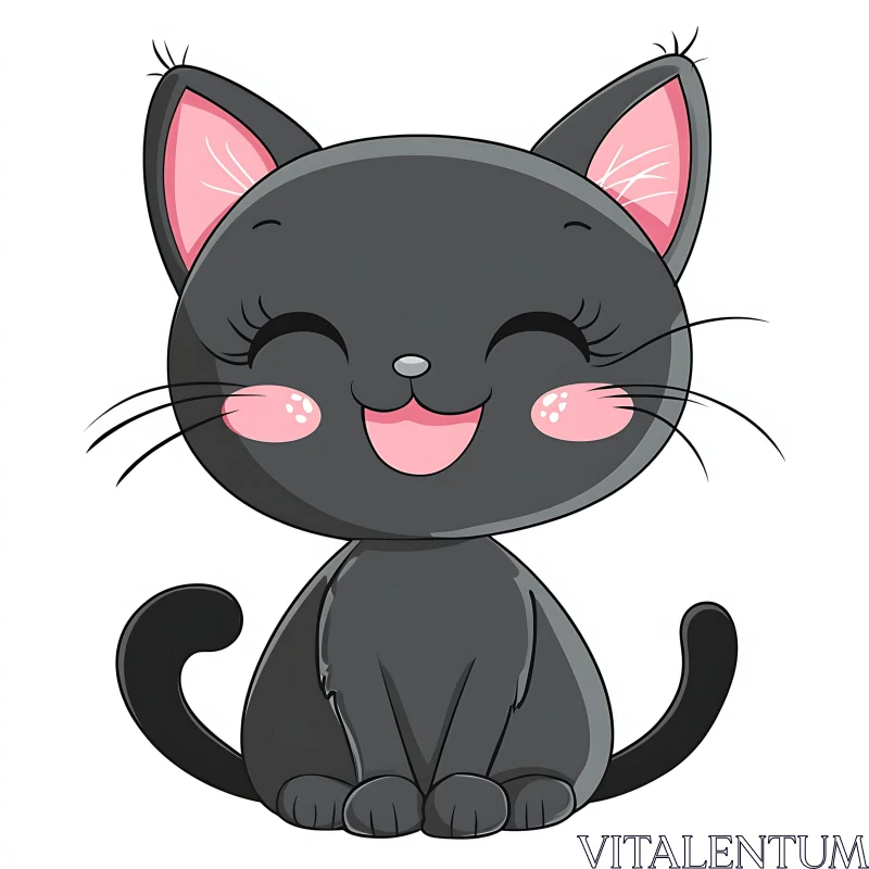 Cute Black Kitty Art AI Image