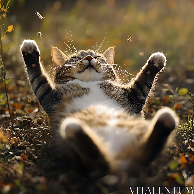 Carefree Cat Enjoying Nature AI Image