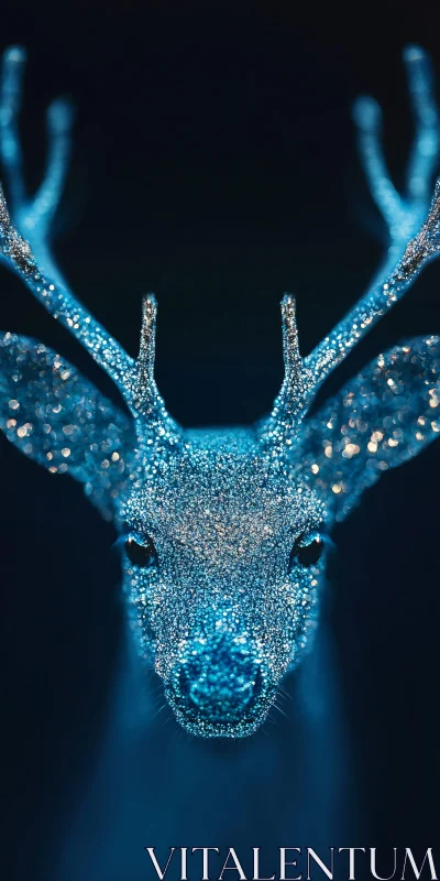 Sparkling Deer with Glimmering Blue Features AI Image