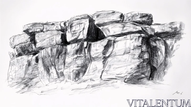 AI ART Abstract Rock Sketch