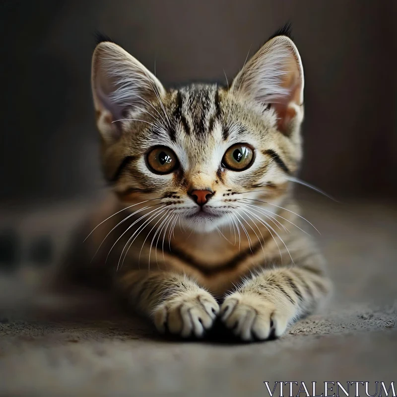 Charming Tabby Kitten Close-Up AI Image