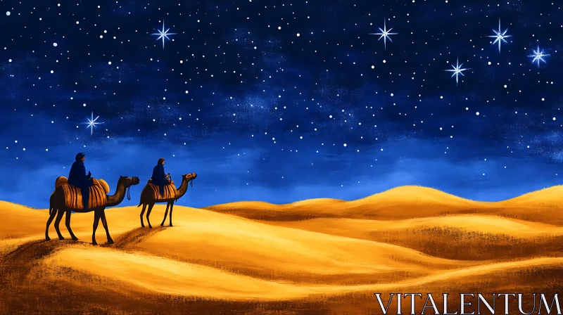 AI ART Camels Journey Through Starry Desert