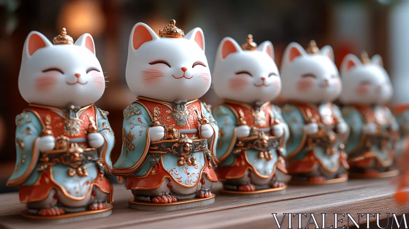 AI ART Traditional Cat Figurines in Cultural Attire