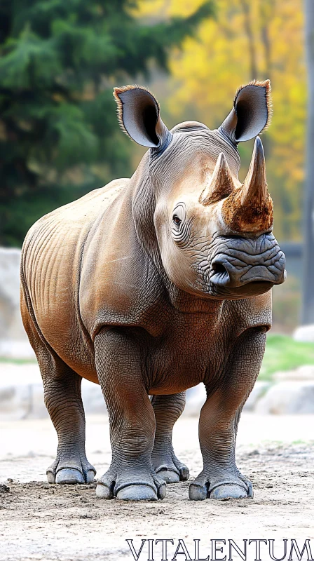 Rhinoceros Amidst Autumn Foliage AI Image