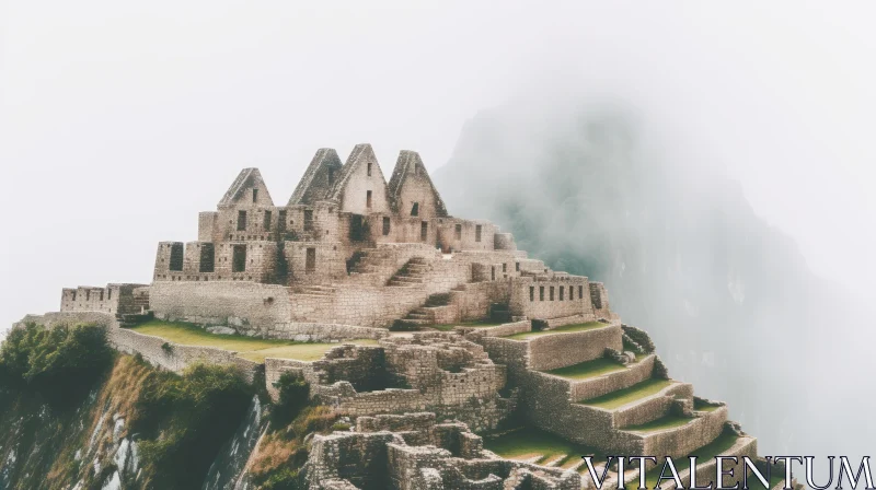 Machu Picchu: A Mystical Temple in Peru | Retro Travel Photography AI Image