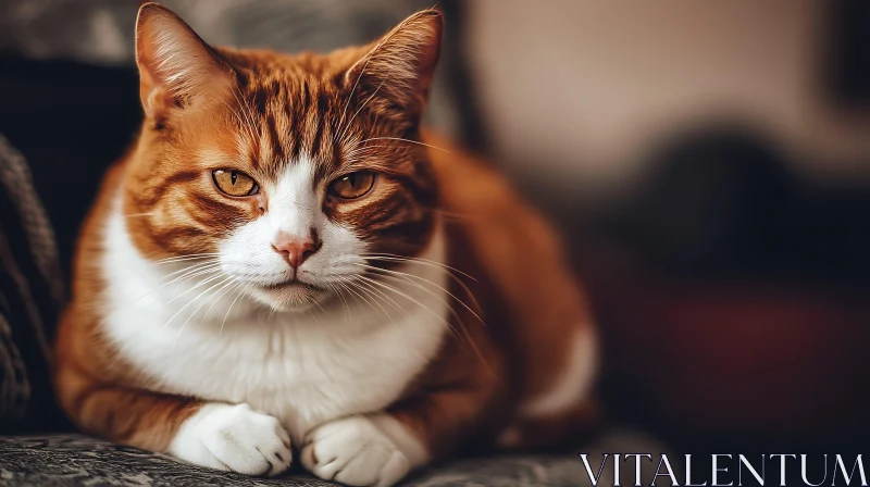 Serene Ginger and White Cat AI Image