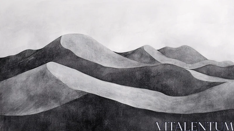 AI ART Tranquil Abstract Hills in Black and White