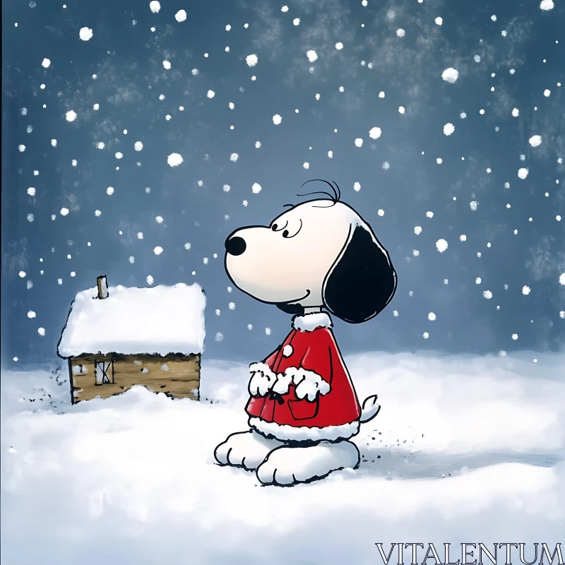 Winter Wonderland with Santa Coat Dog AI Image