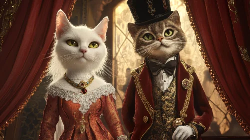 Victorian Cats Elegantly Dressed