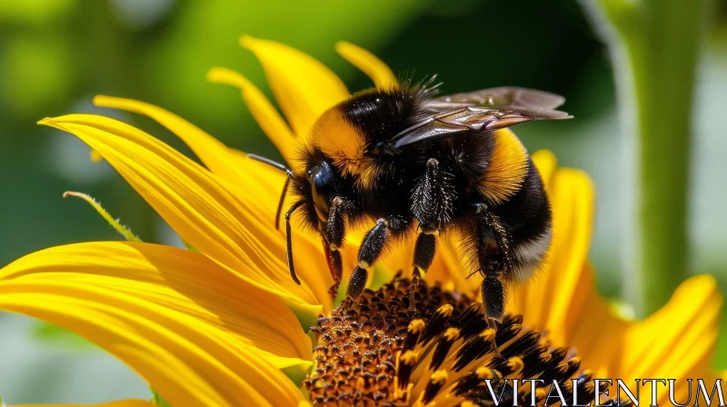 Bumblebee on Sunflower - A Captivating Nature Close-Up AI Image