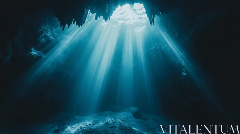 Ethereal Sunlit Cave Scene AI Image