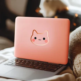 Cute Cat Design Pink Laptop