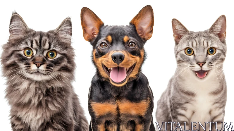 Charming Image of Pets - Two Cats and a Dog AI Image