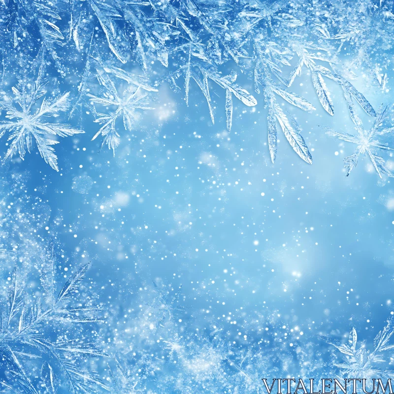 Frosty Winter Scene with Snowflakes AI Image