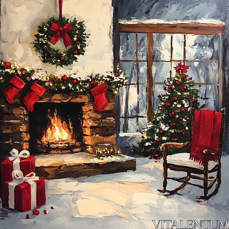 Festive Christmas Living Room Interior AI Image