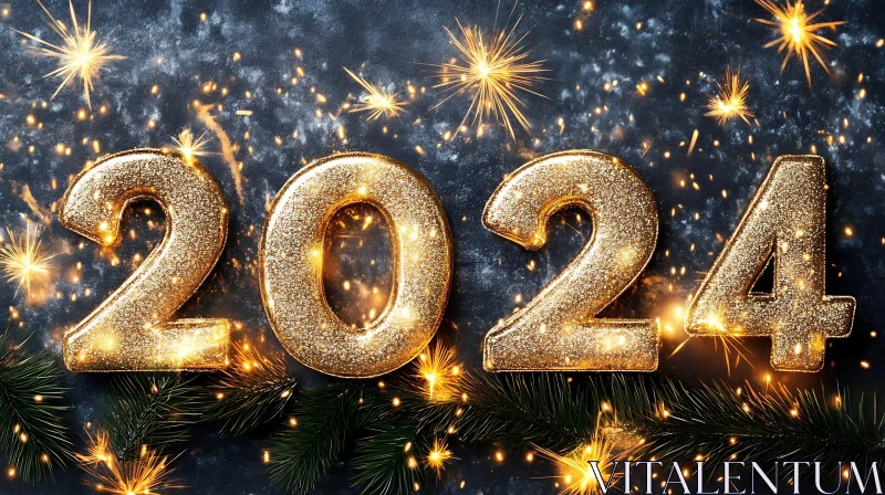 Sparkling New Year 2024 Display AI Image