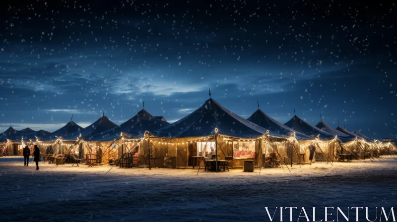 Enchanting Winter Scene: Snowy Tent in Indian Style | [Artist Name] AI Image
