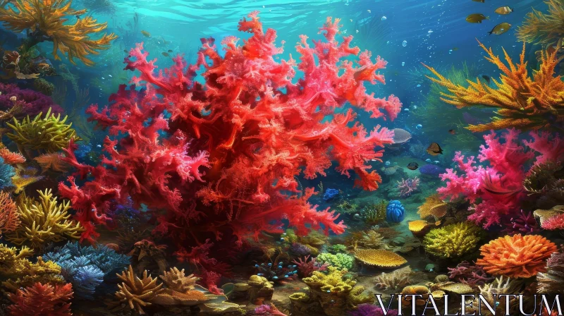 Vibrant Coral Reef with Colorful Fish - Captivating Underwater Scene AI Image