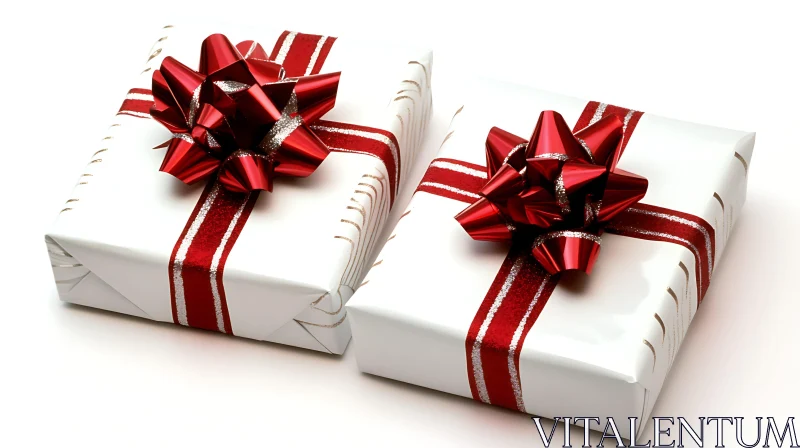 Two Festively Wrapped Presents AI Image