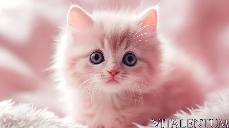 Cute Fluffy Kitten with Striking Blue Eyes AI Image