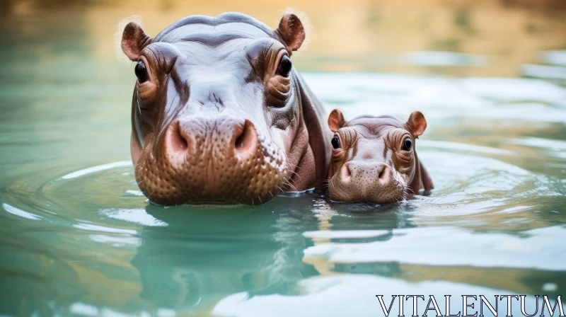 Close-Up Hippopotamus Wildlife Photography AI Image