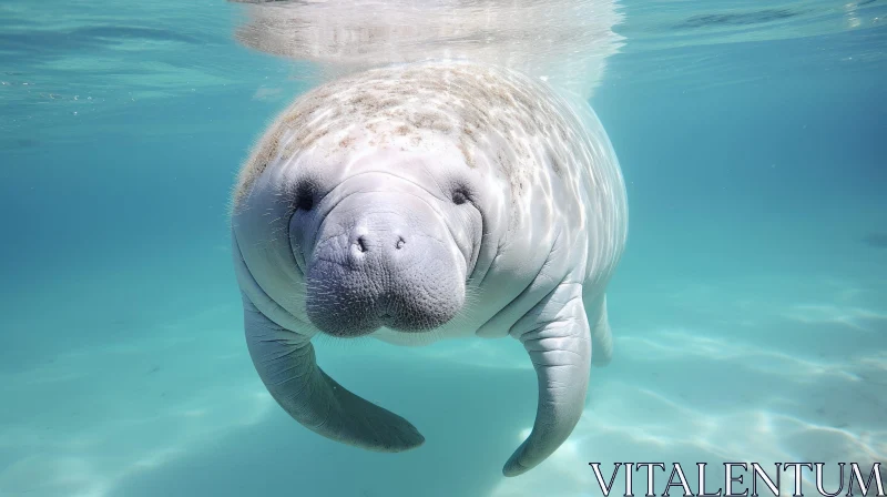 Close-up Underwater Image of a Manatee AI Image