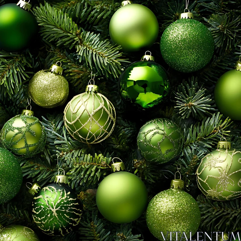 AI ART Festive Green Holiday Decorations