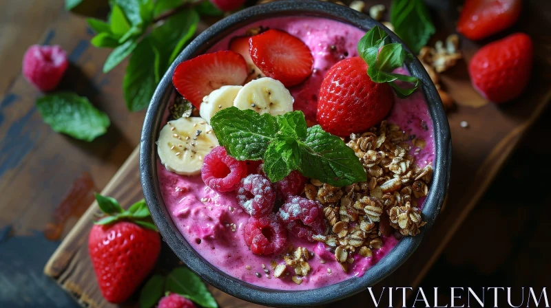 Delicious and Fresh Smoothie in a Bowl AI Image
