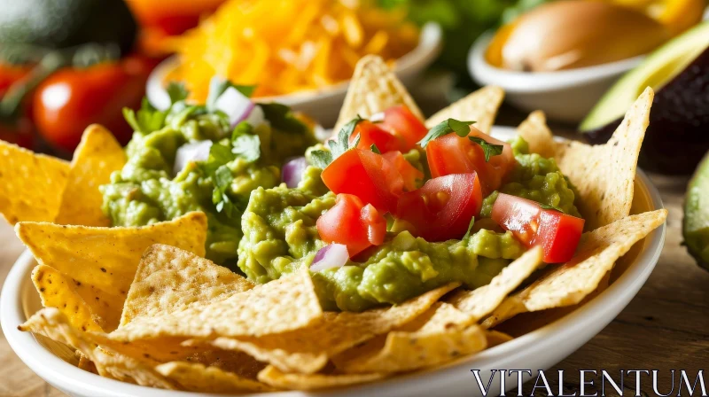 Delicious Bowl of Guacamole with Tortilla Chips AI Image
