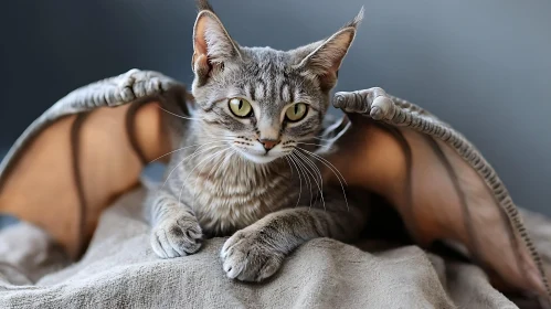 Tabby Cat with Dragon Wings