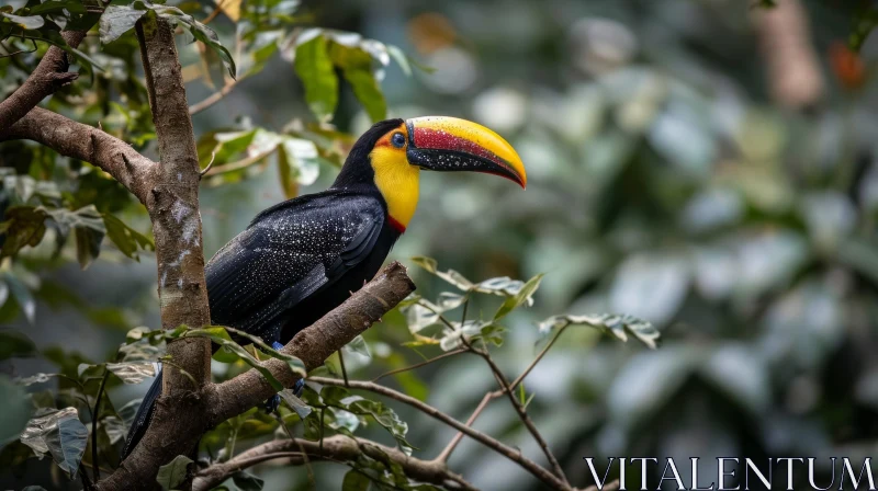 Majestic Toucan in Rainforest: Close-up Wildlife Photography AI Image