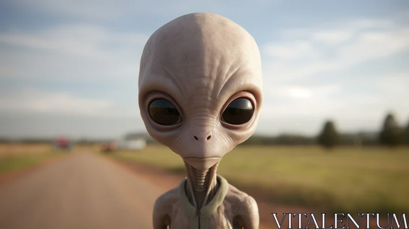 Mysterious Alien Head Close-Up AI Image