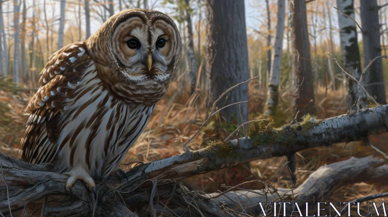 Realistic Barred Owl Painting in Forest | Nature Art AI Image