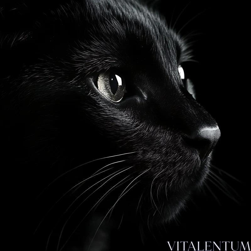 AI ART Black Cat with Intense Gaze