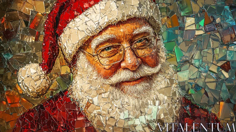 Festive Santa Claus Mosaic Portrait AI Image