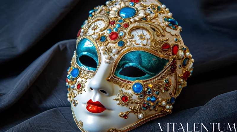 Captivating Venetian Mask Photography | Detailed Ceramic Art AI Image